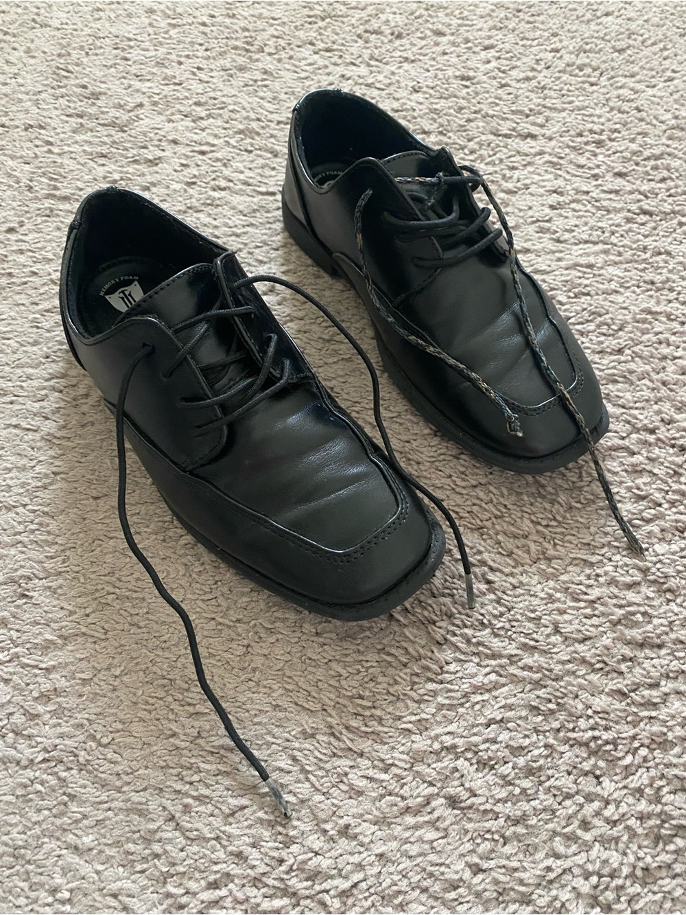 Boys Memory Foam Black Lace-Up  Dress Shoes -